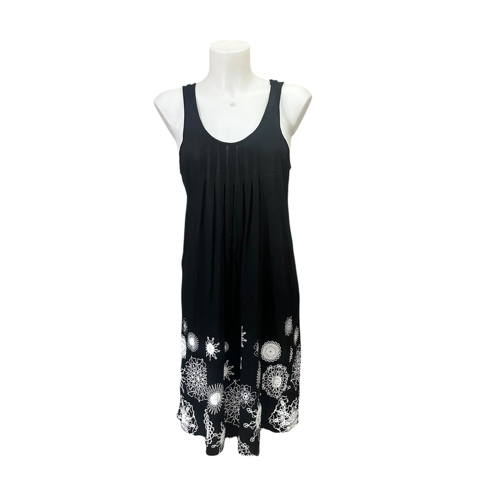 LASCANA Women's Sleeveless Printed Sundress Pleated Front Size 4 Floral Hem‎